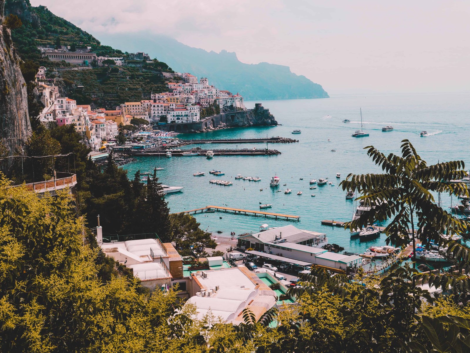 View of the Amalfi coast bay