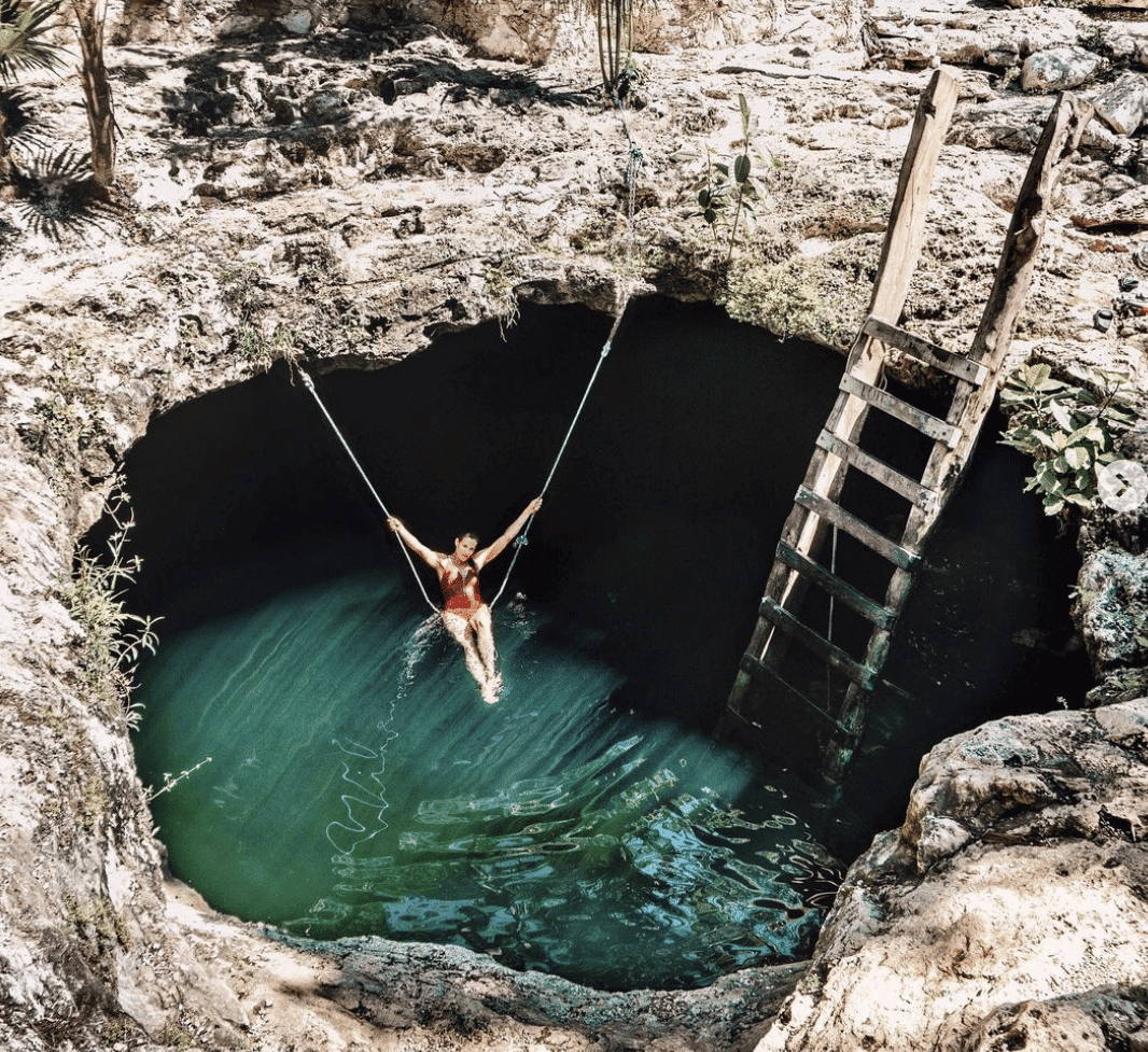 Cenote Calavera with a chair for the best Instagram picture!