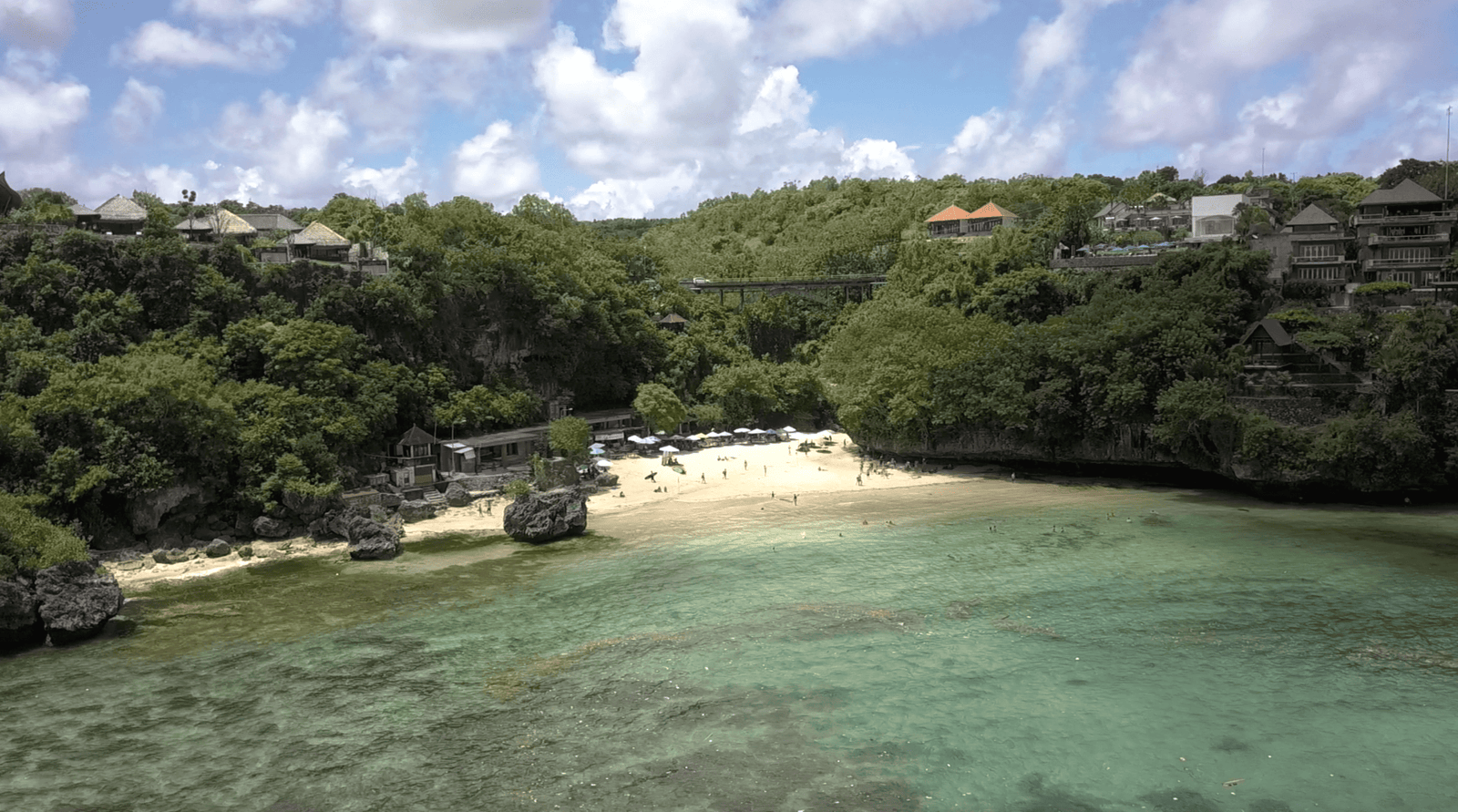 Front view dron shot of Padang Padang