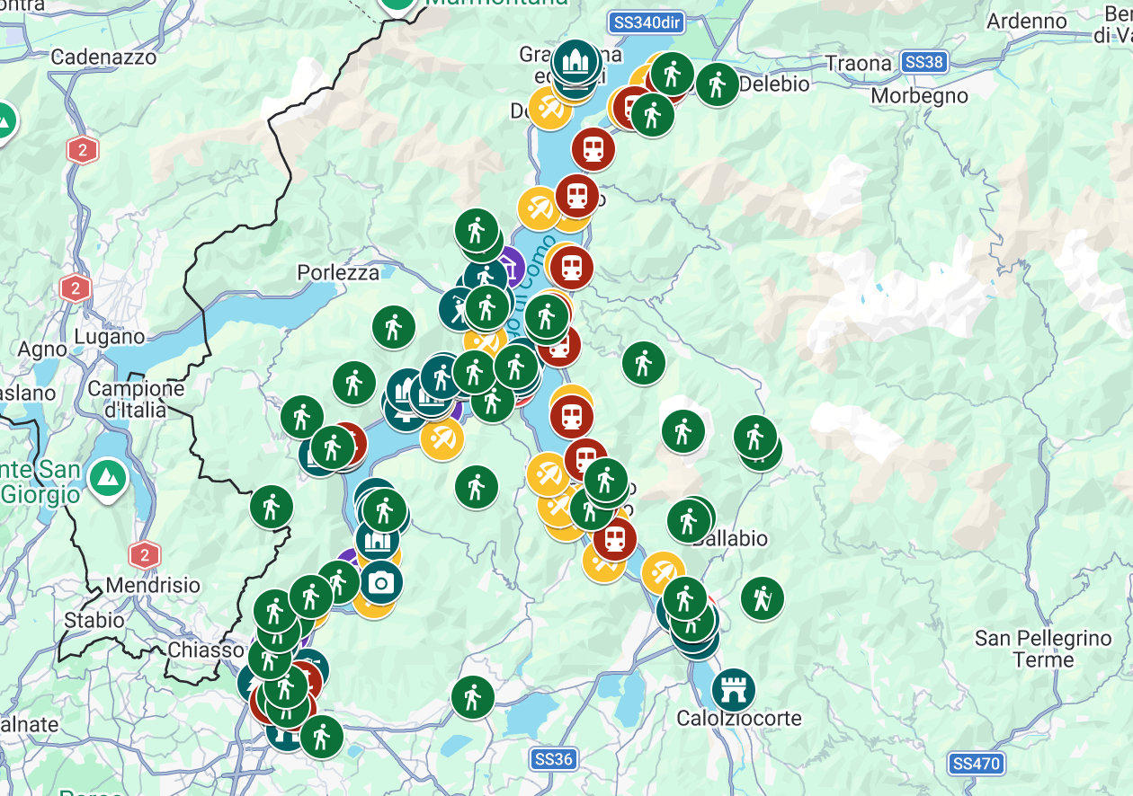 Map of Lake Como (Best Towns, Hotels & How to Plan Your Trip) 1 Map of Lake Como via Google Maps with highlighted points