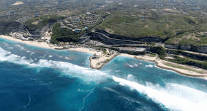 Melasti Beach aerial overview