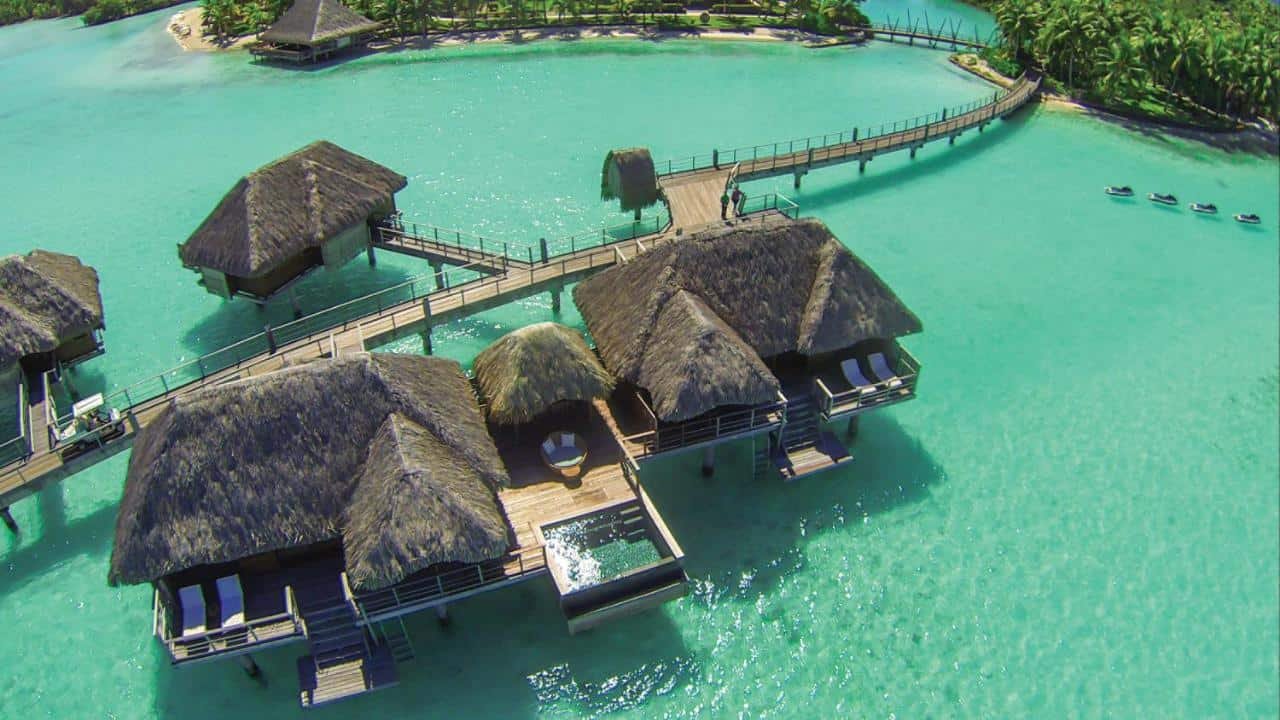 Four Seasons Resort Bora Bora as overwater bungalows in Tahiti