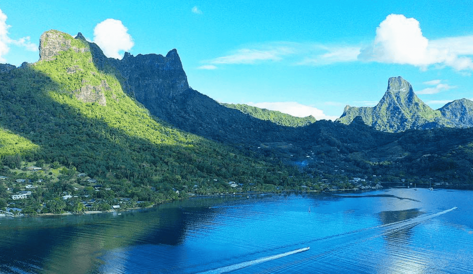 Moorea Bay with Mount Rotui in the background. 