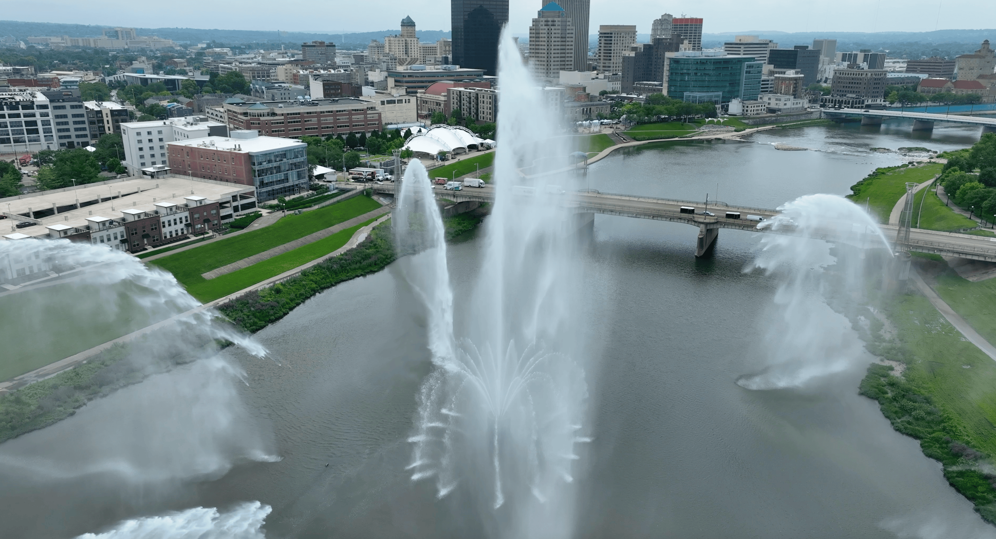 Five Rivers Fountain of Lights over the Great Miami River, one of the best things to do in Dayton