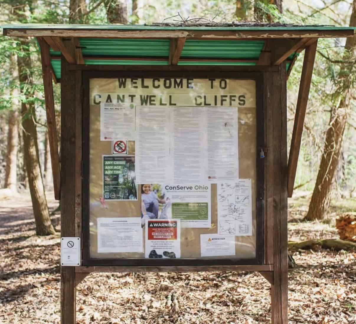 Cantwell cliffs signboard.