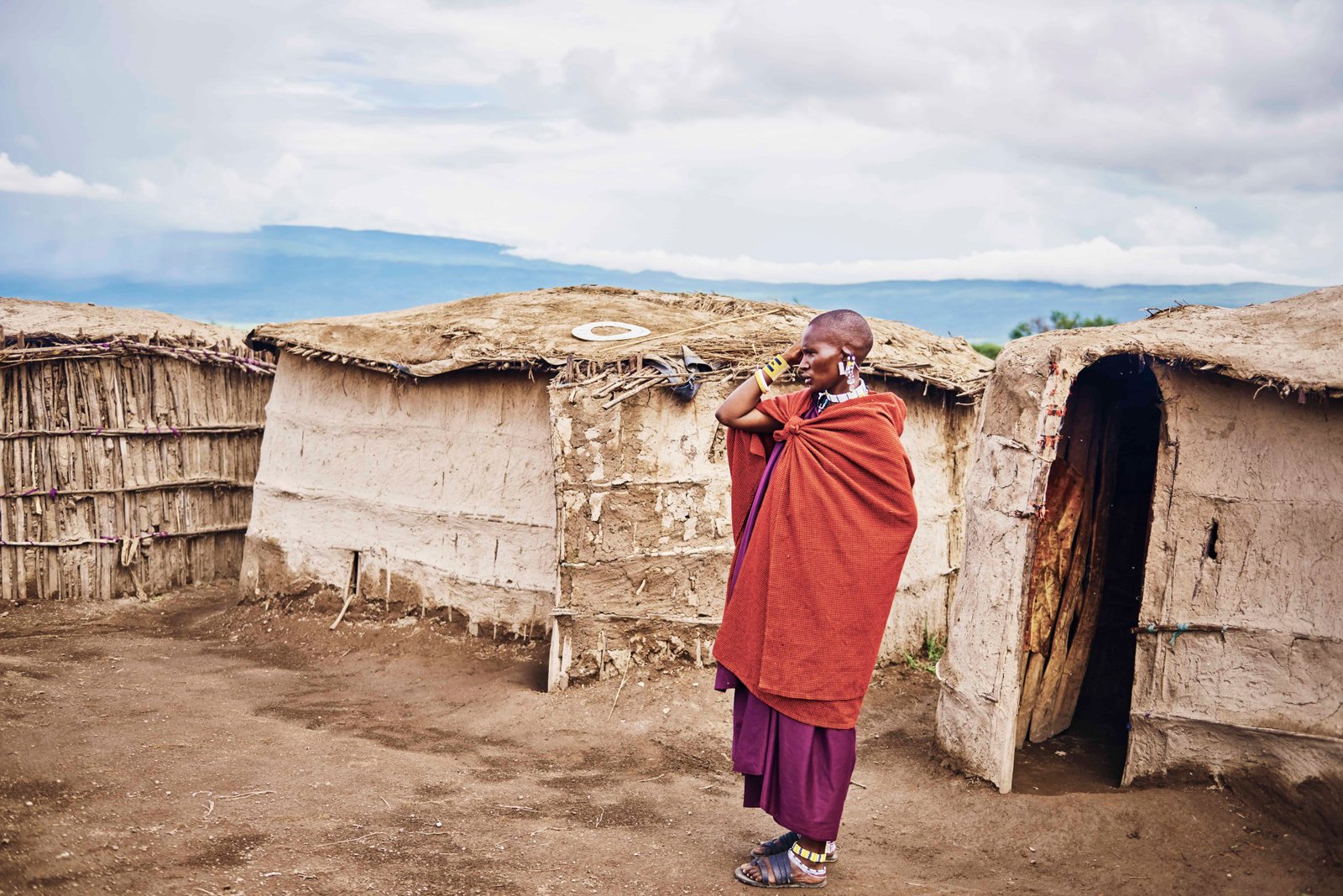 Masai man in the village in Africa
