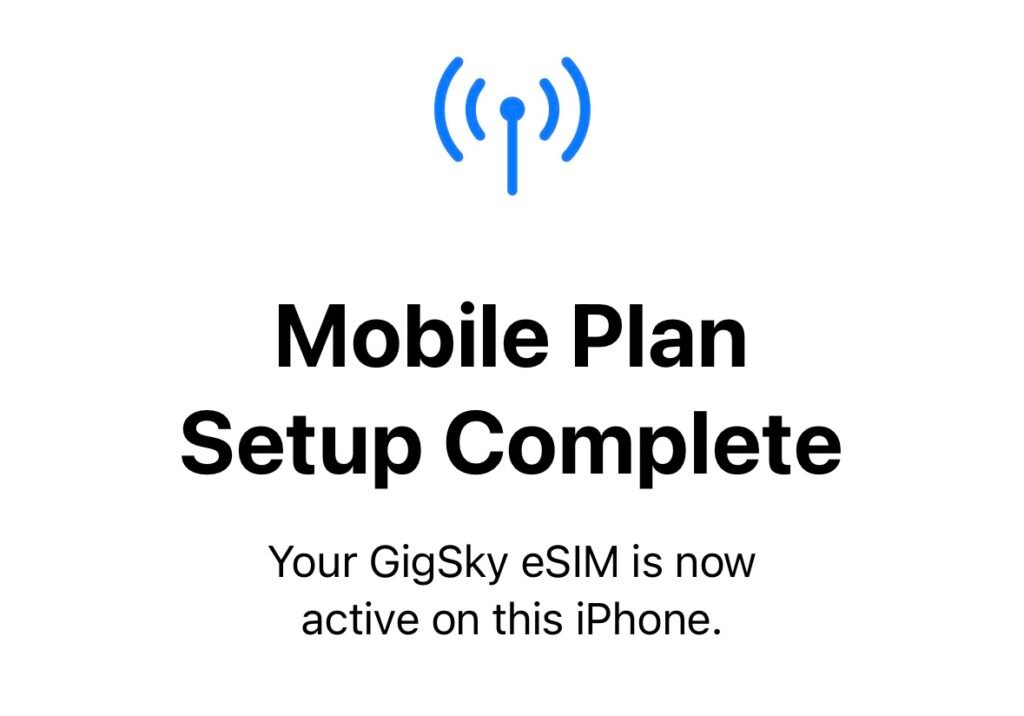 Activating GigSky eSIM on phone 